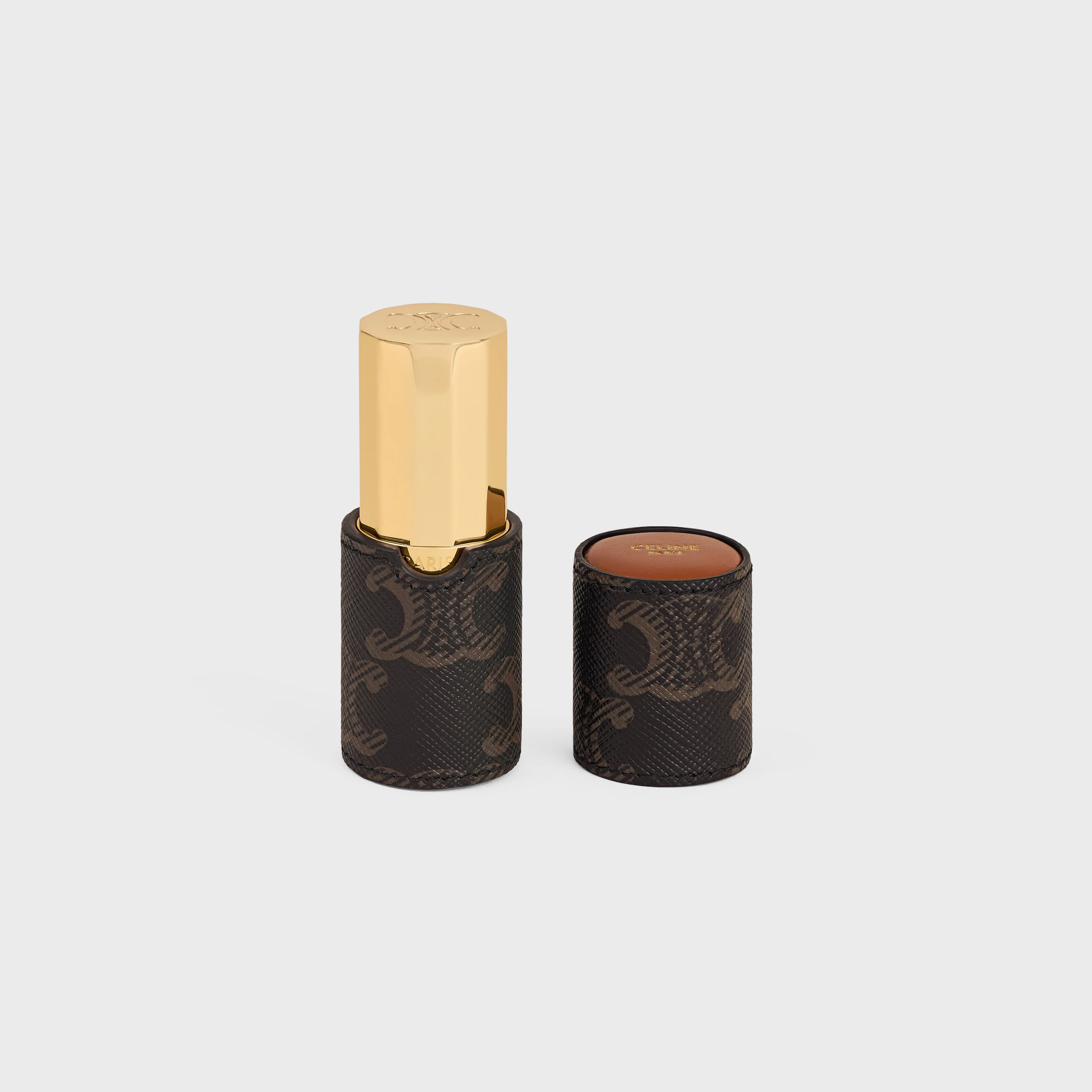 SOSTENEDOR DE LIPSTICK EN TELA TRIOMPHE Y CUERO DE TERNERA