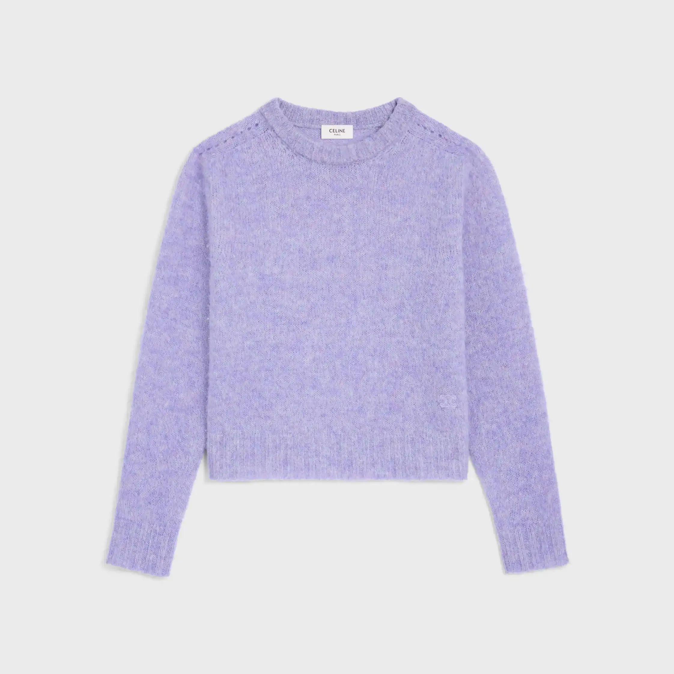 jersey de cuello redondo en lana de Shetland