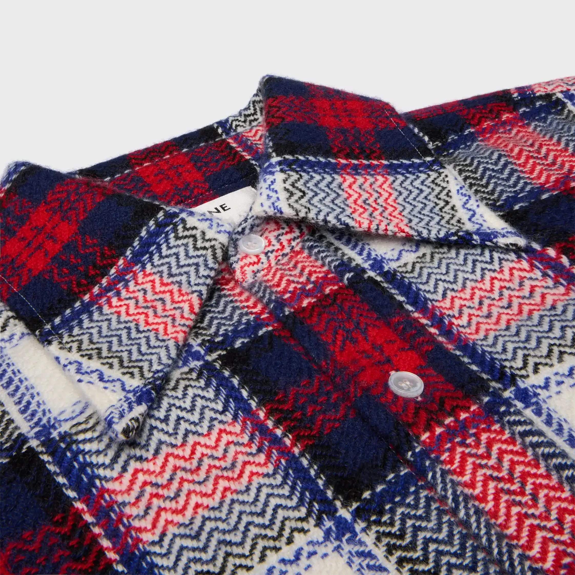 camisa en cashmere con estampado de cuadros