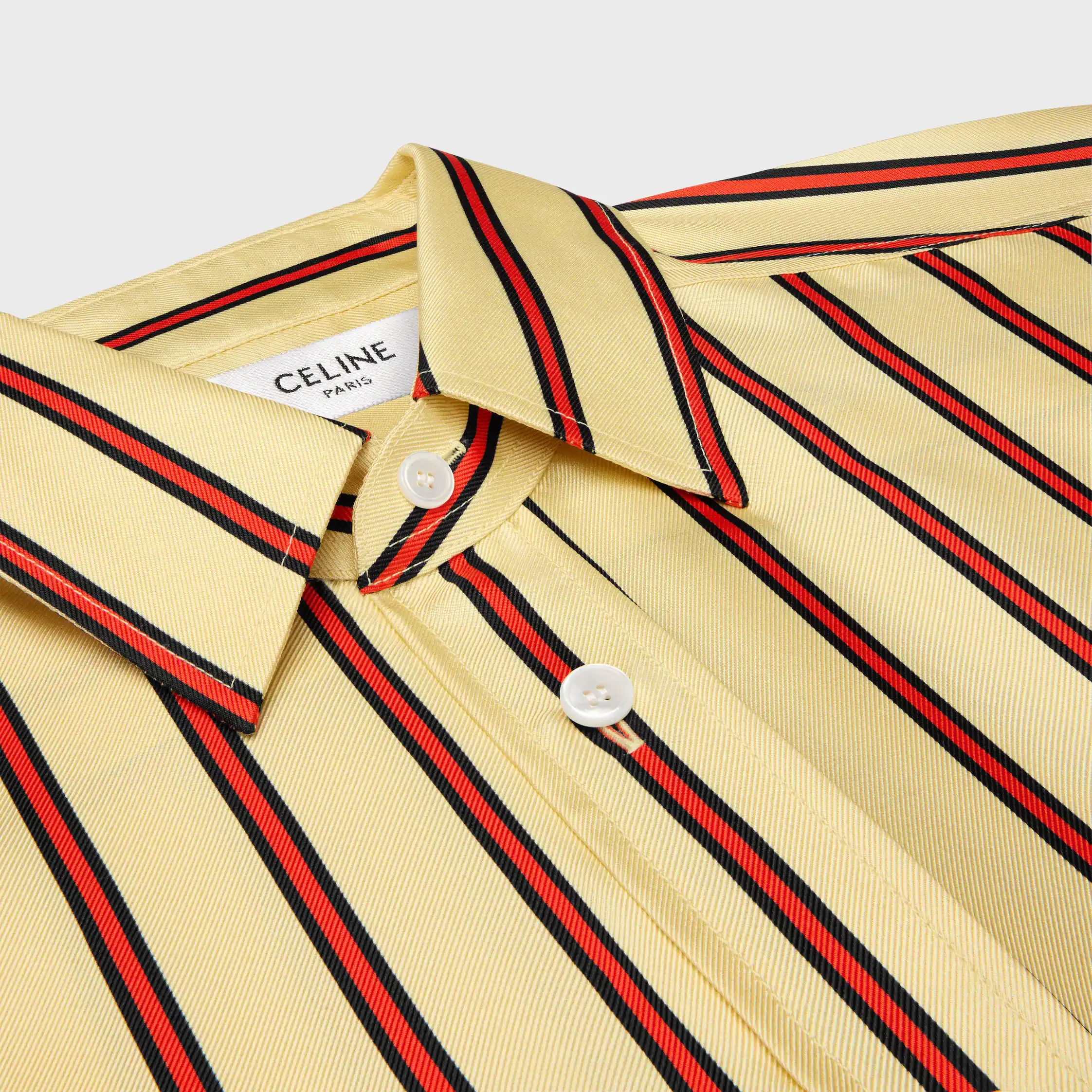 camisa oversize en seda twill con rayas