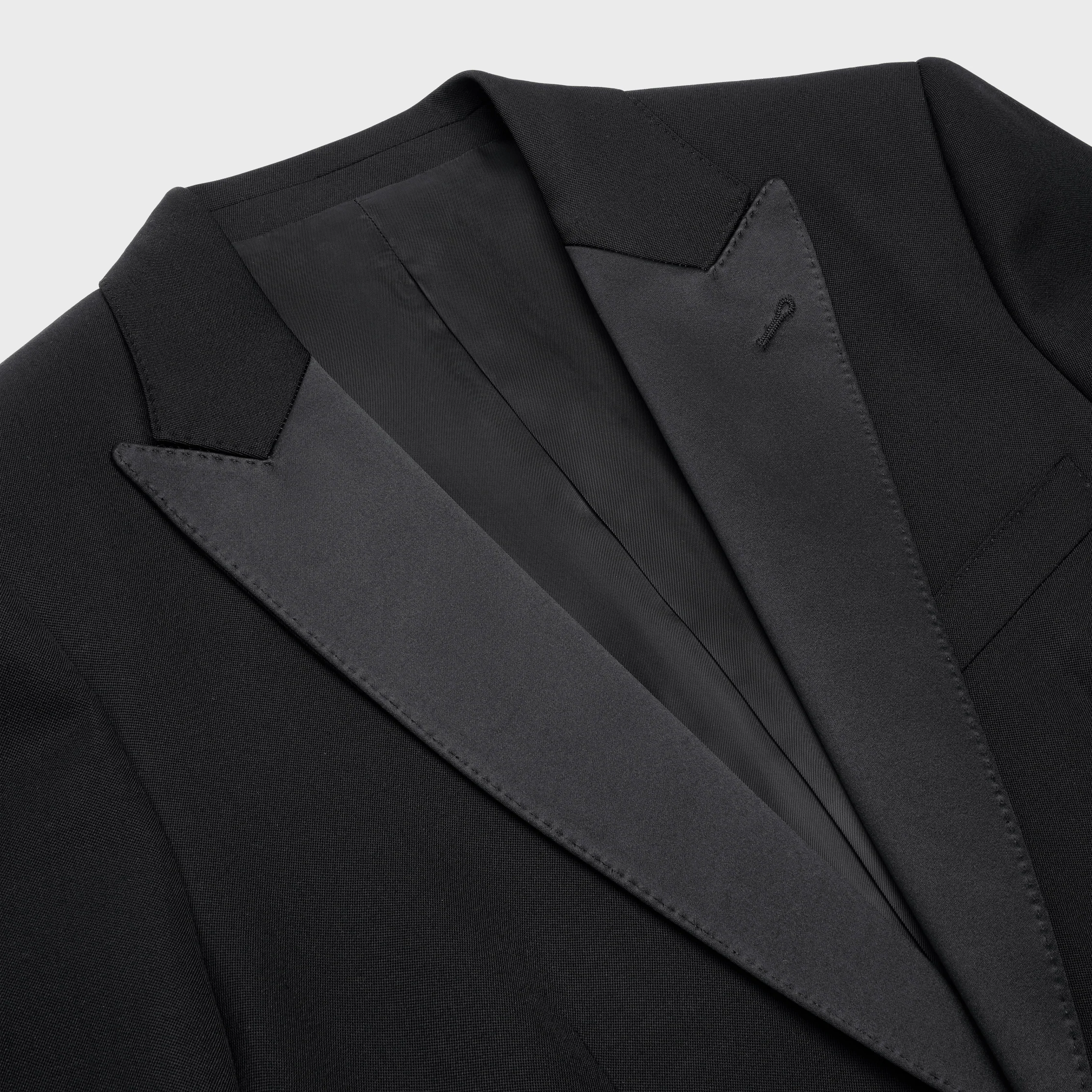 chaqueta de tuxedo clásico en lana grain de poudre