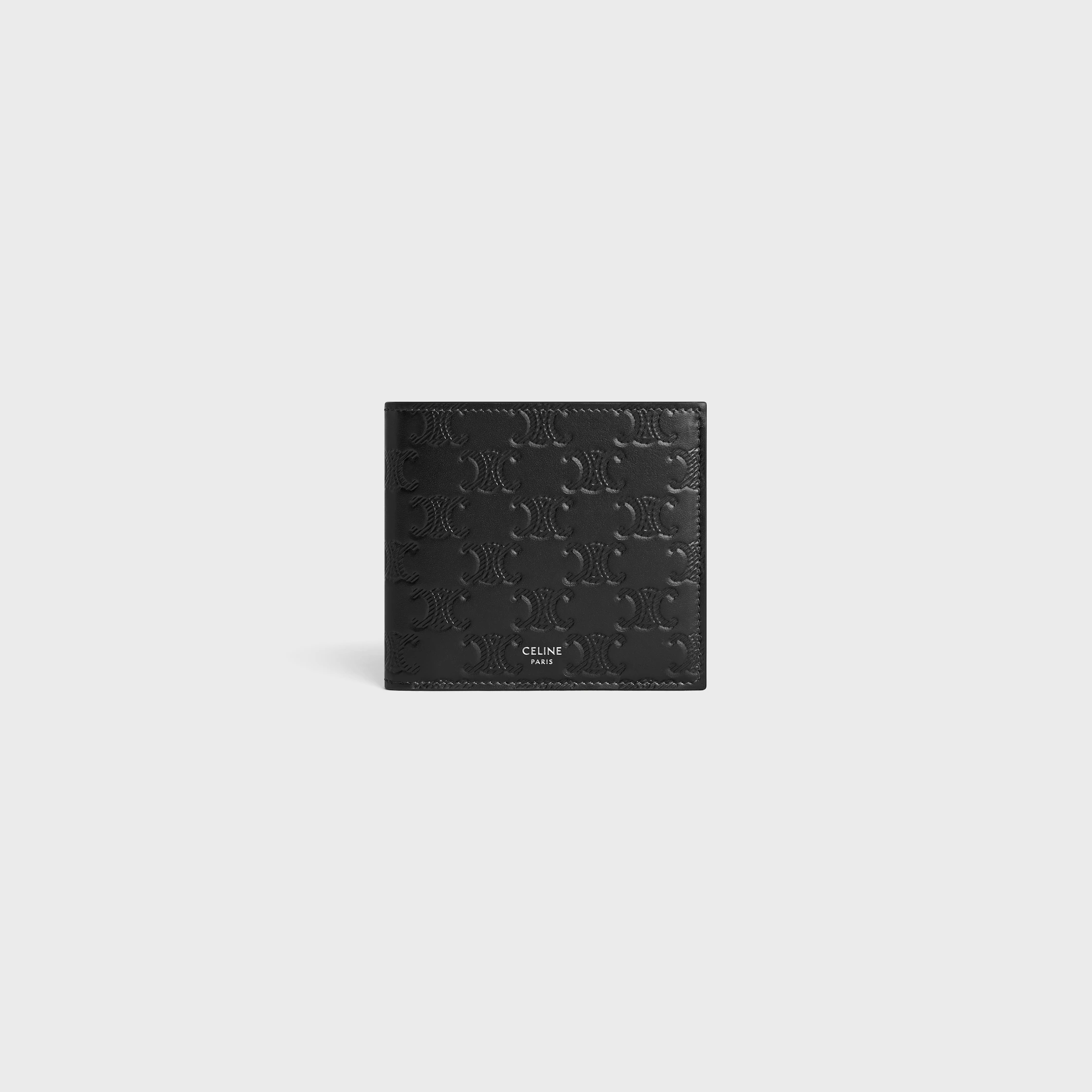 Billetera de dos pliegues en cuero de ternera con relieve triomphe