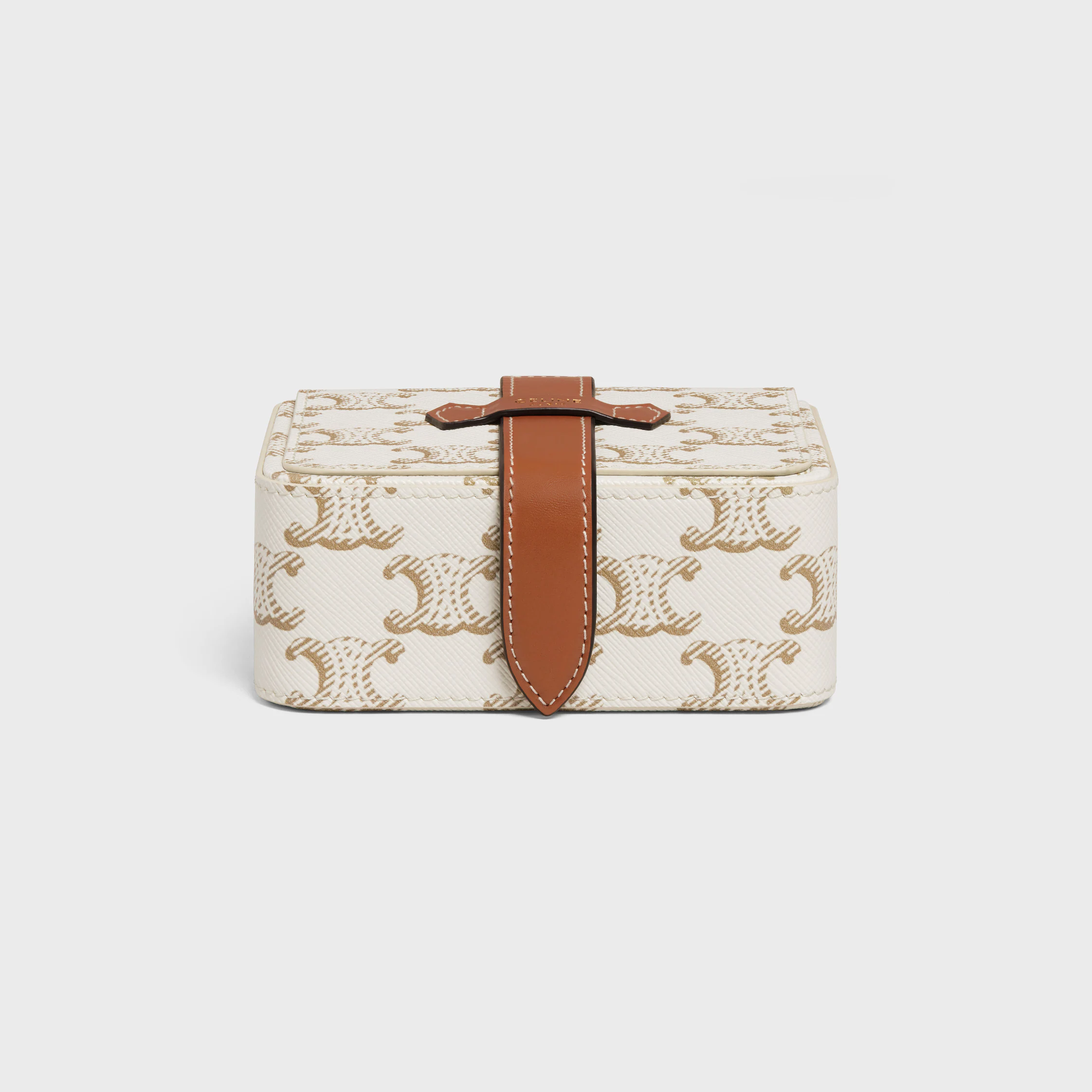 Estuche de Pequeños Joyeros en Tela Triomphe y Cuero de Becerro