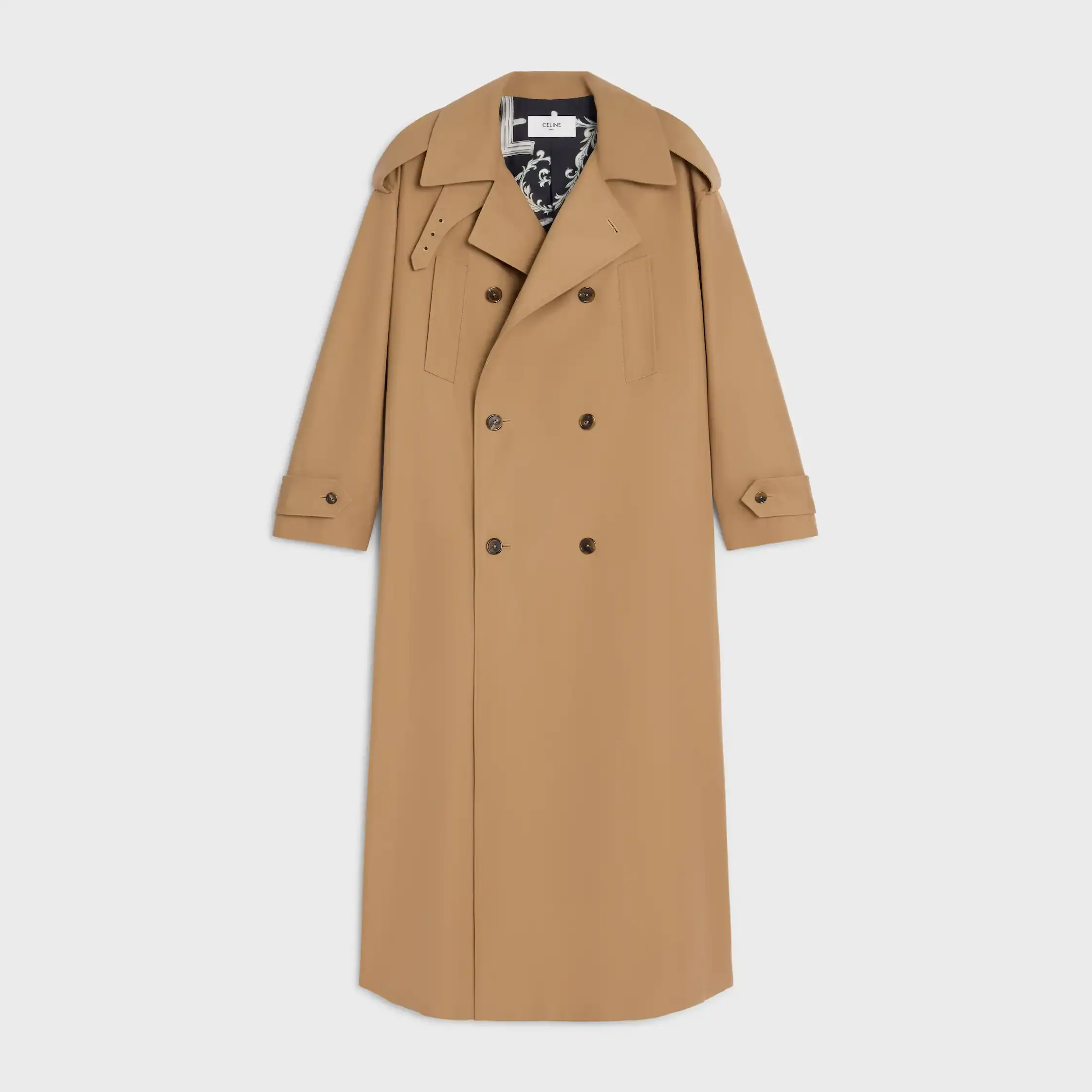 abrigo trench en gabardina de algodón y lana