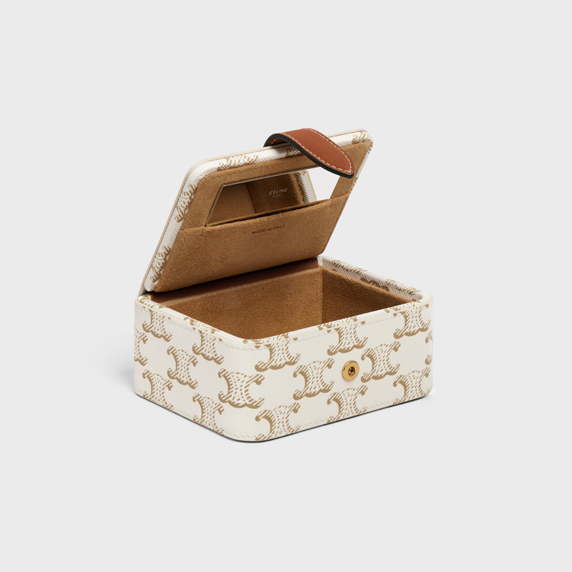 Estuche de Pequeños Joyeros en Tela Triomphe y Cuero de Becerro