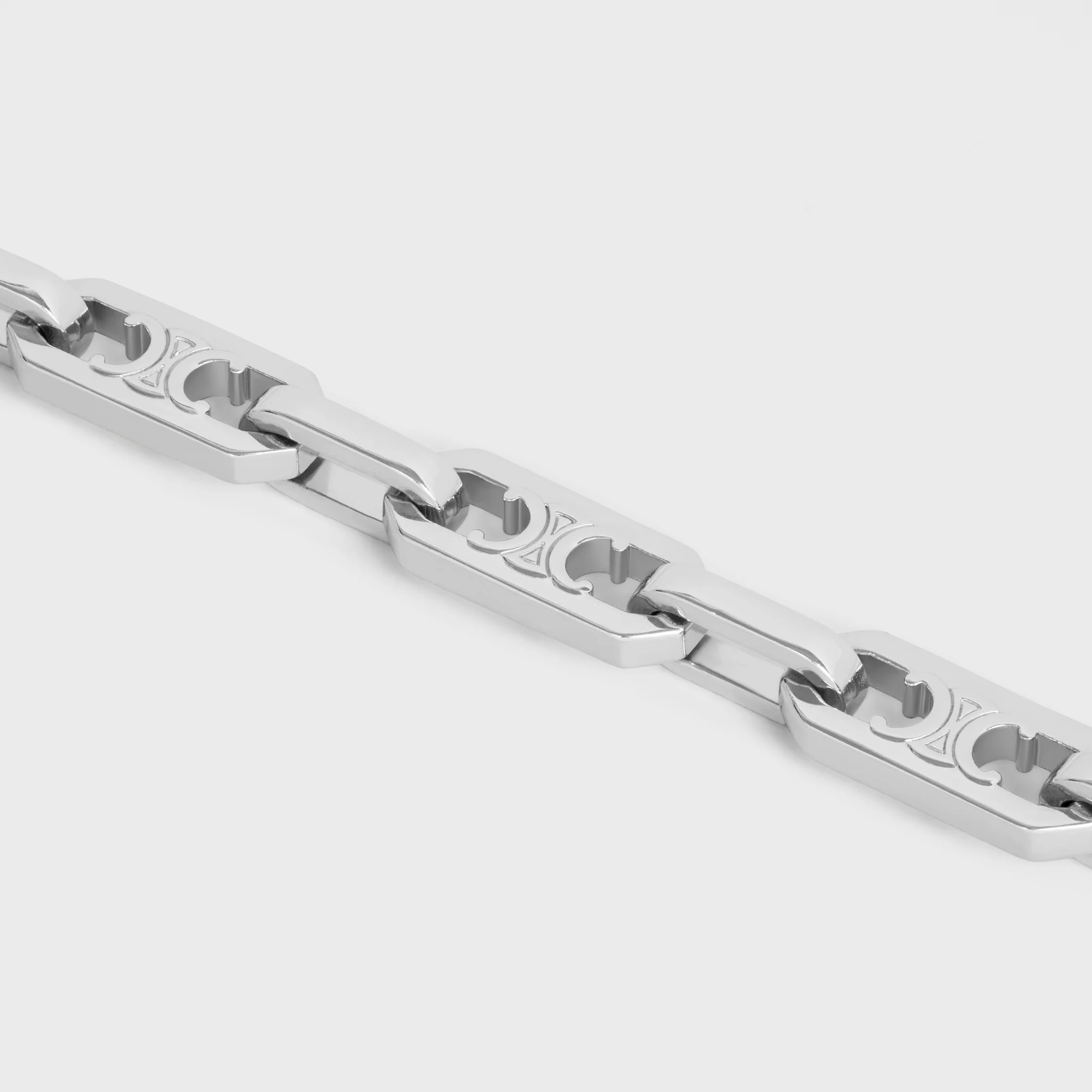 Pulsera Triomphe Pequeña Octagonal en Latón con Acabado Rodio