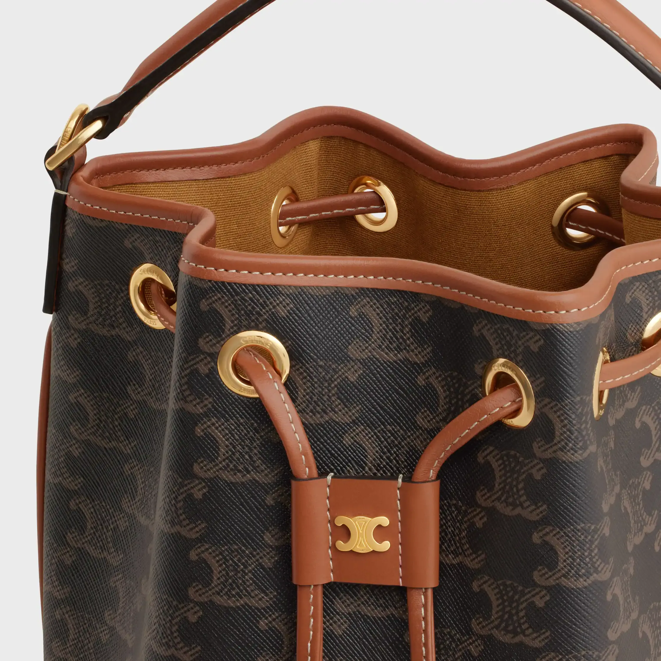 BOLSO CLARA EN TELA TRIOMPHE Y CUERO DE TERNERA