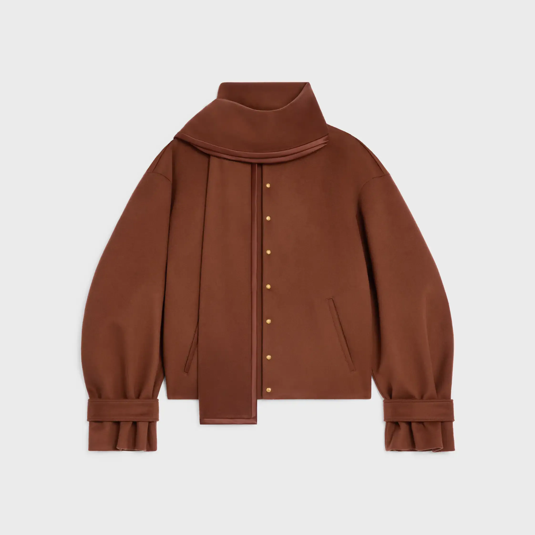 chaqueta con bufanda en tejido de lana