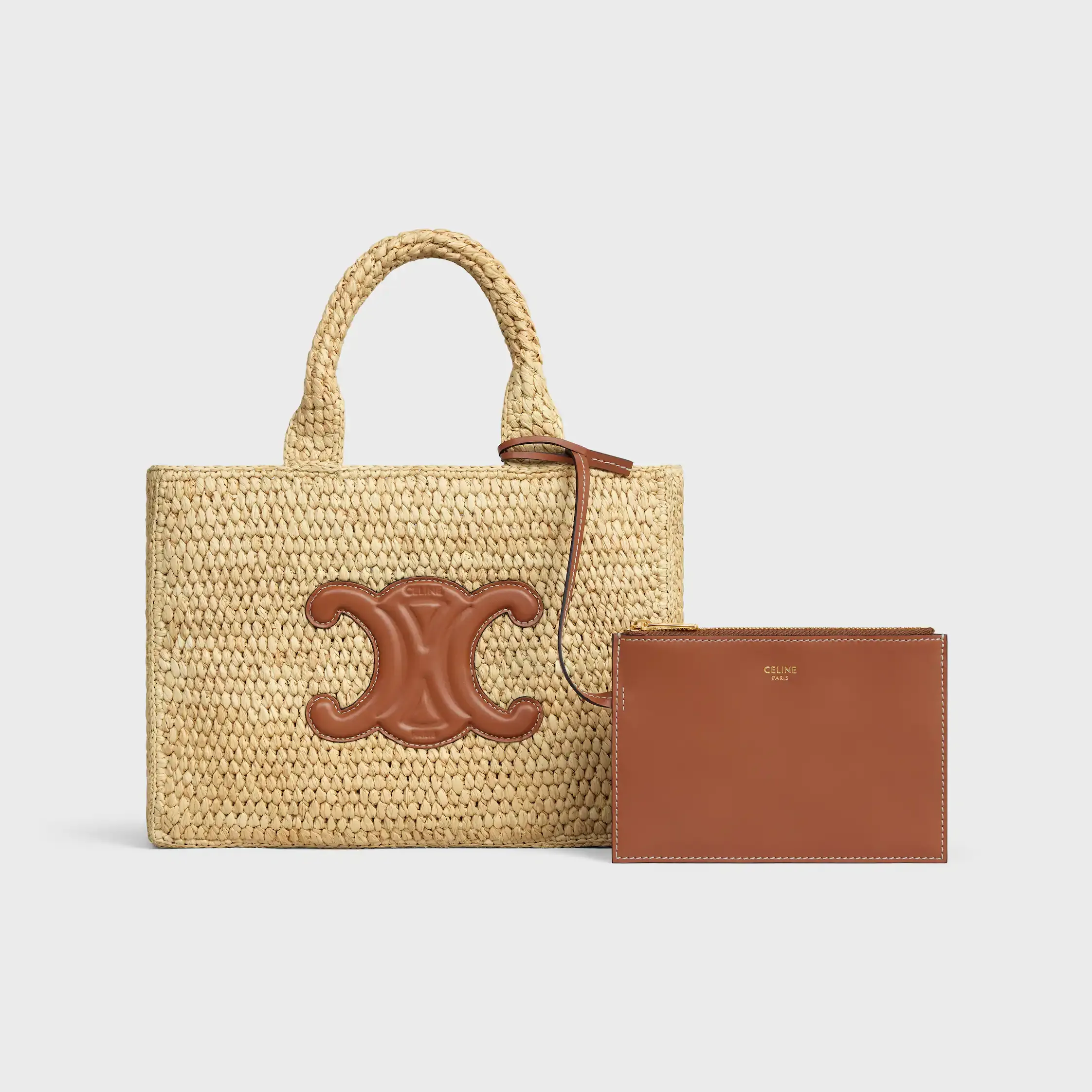 CABAS PEQUEÑO THAIS EN RAFFIA Y CUERO DE TERNERA