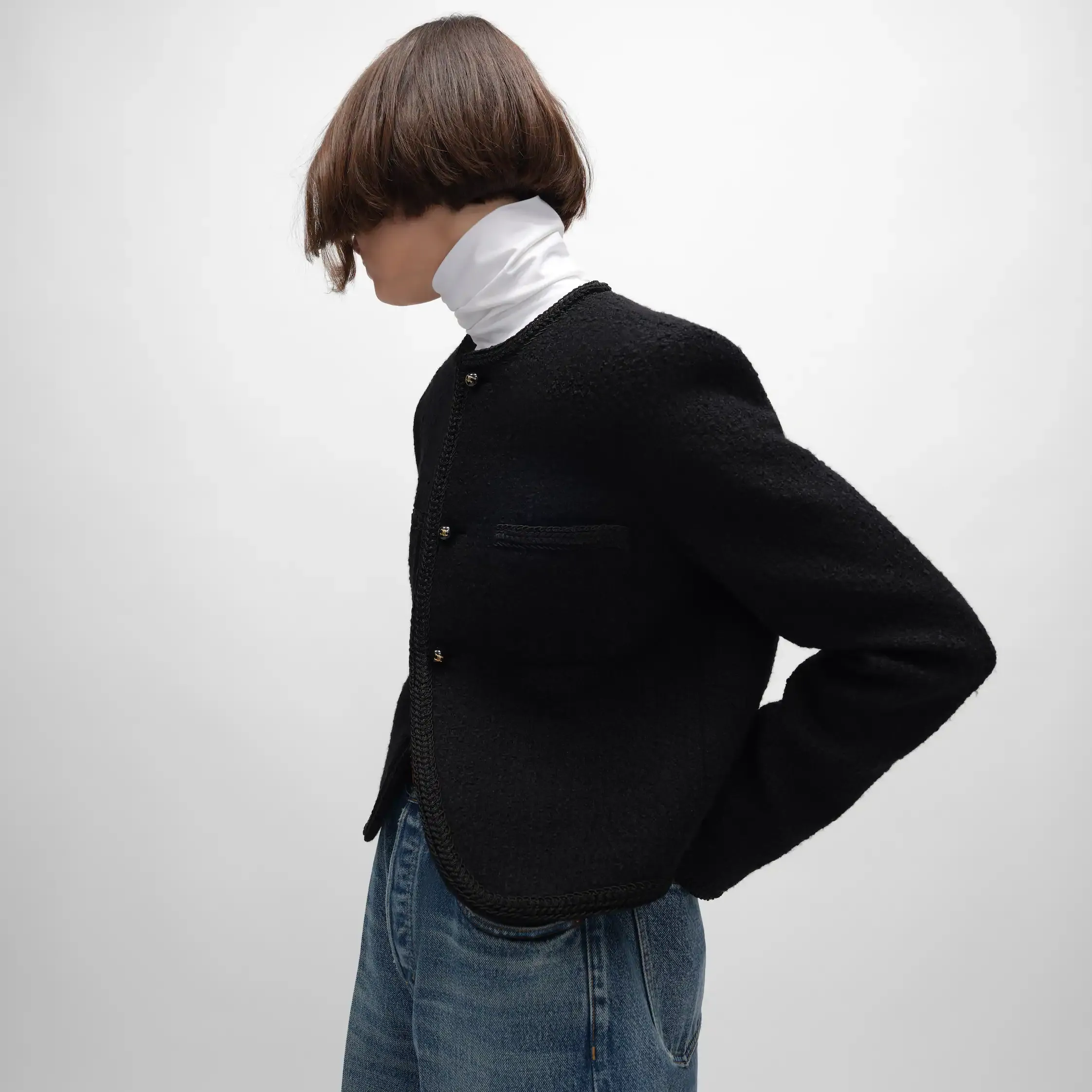 chaqueta chasseur en lana natté