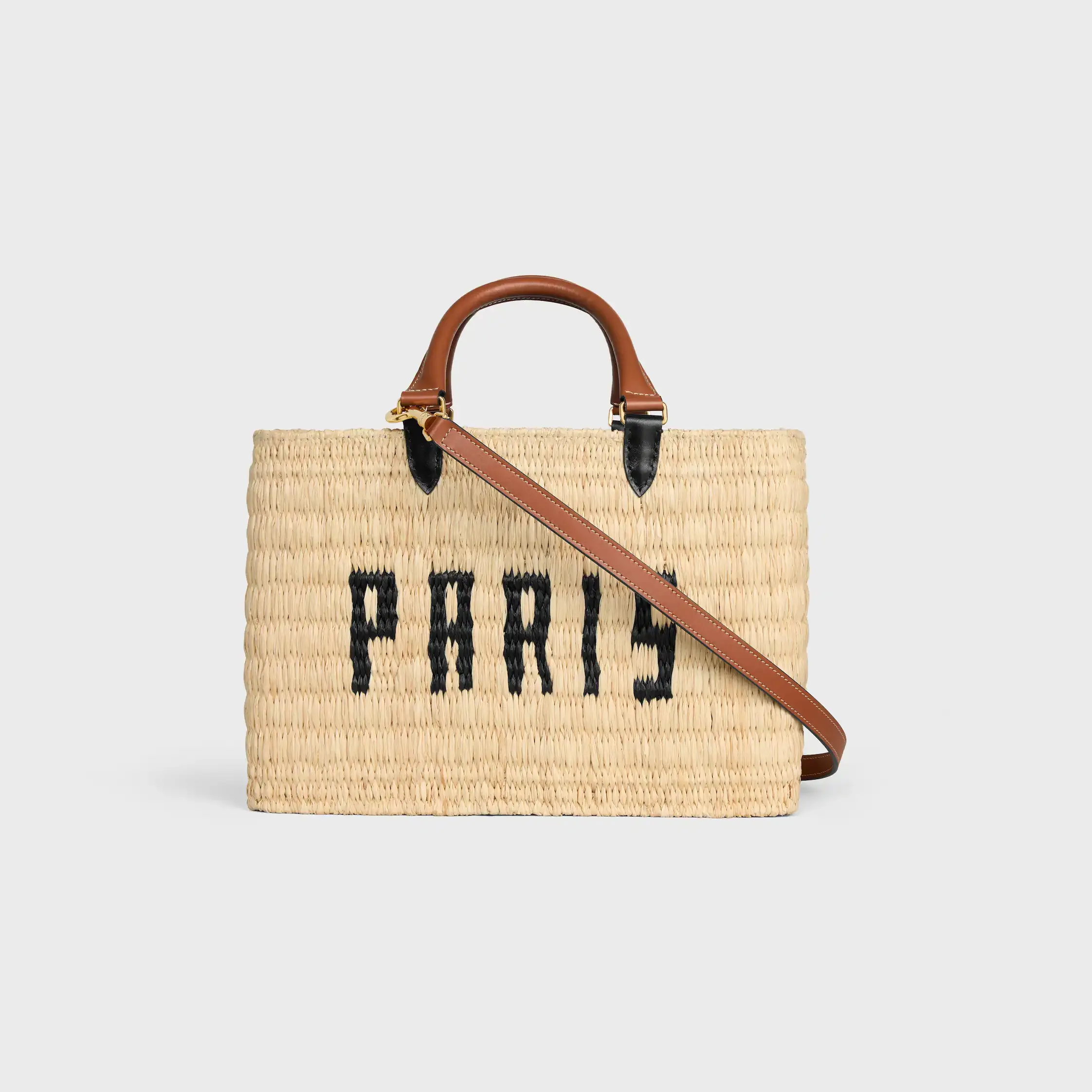 CELINE PARIS PANIER EN RAFFIA Y CUERO DE VACUNO