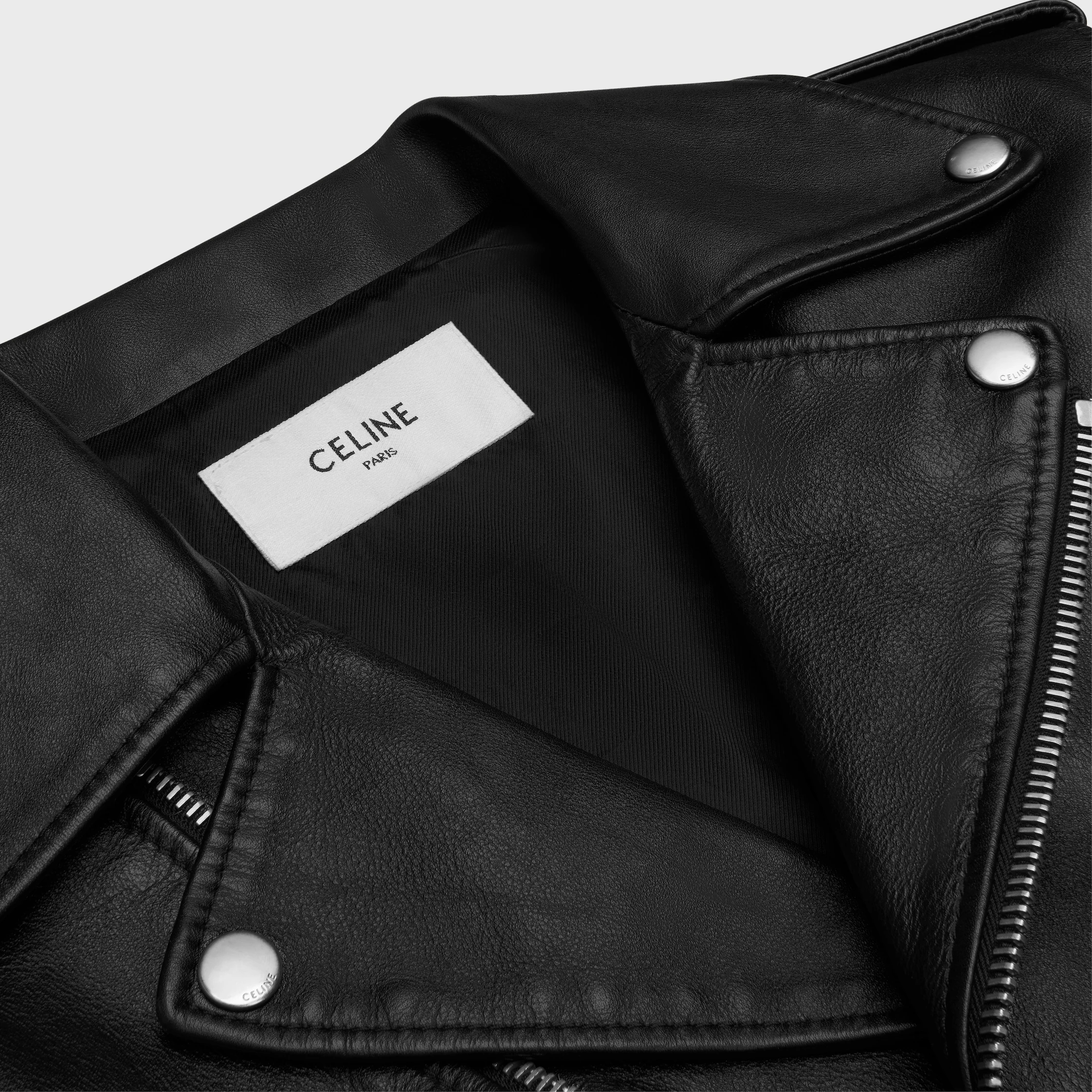 chaqueta clásica de motociclista en cuero de ternera