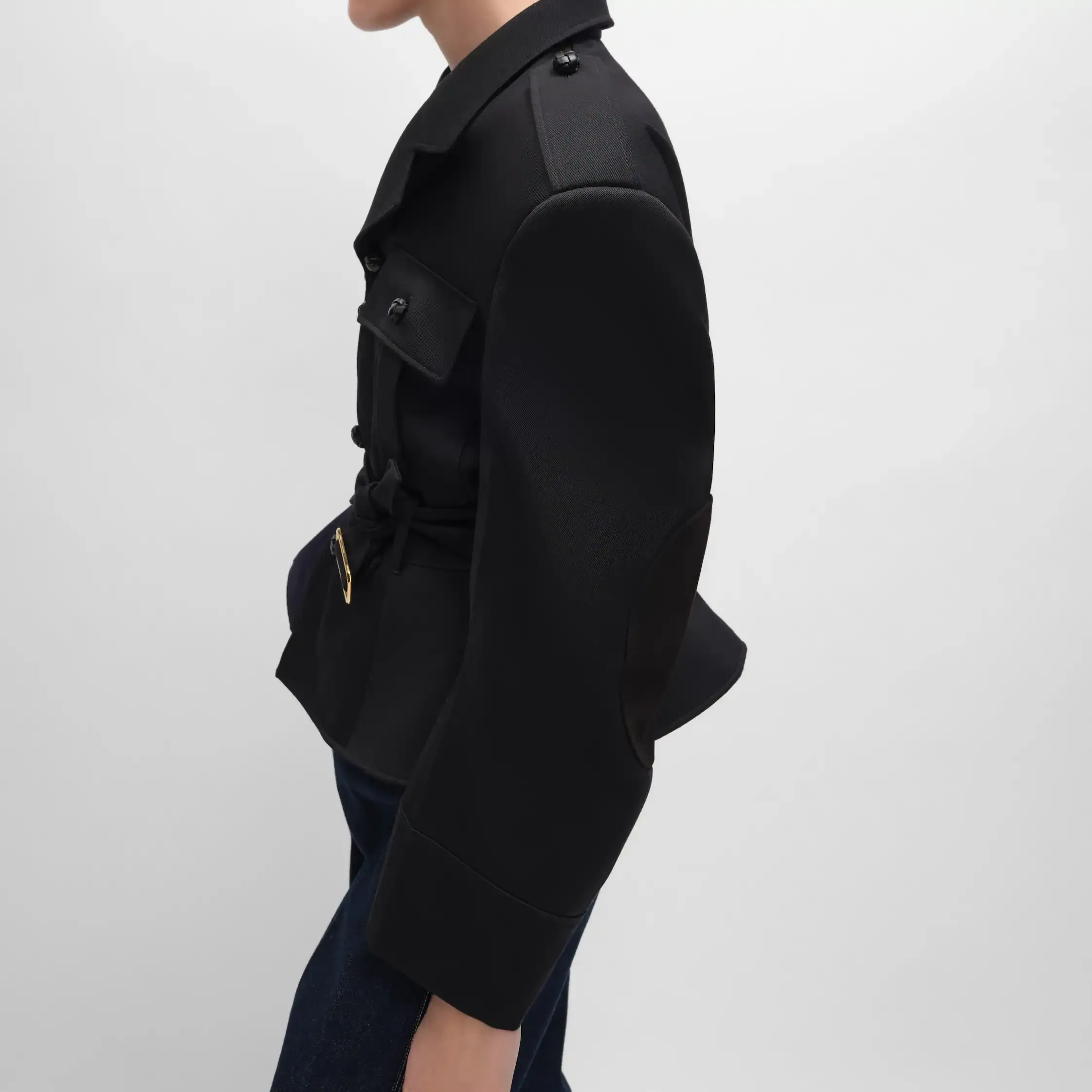 chaqueta peplum en gabardina de lana