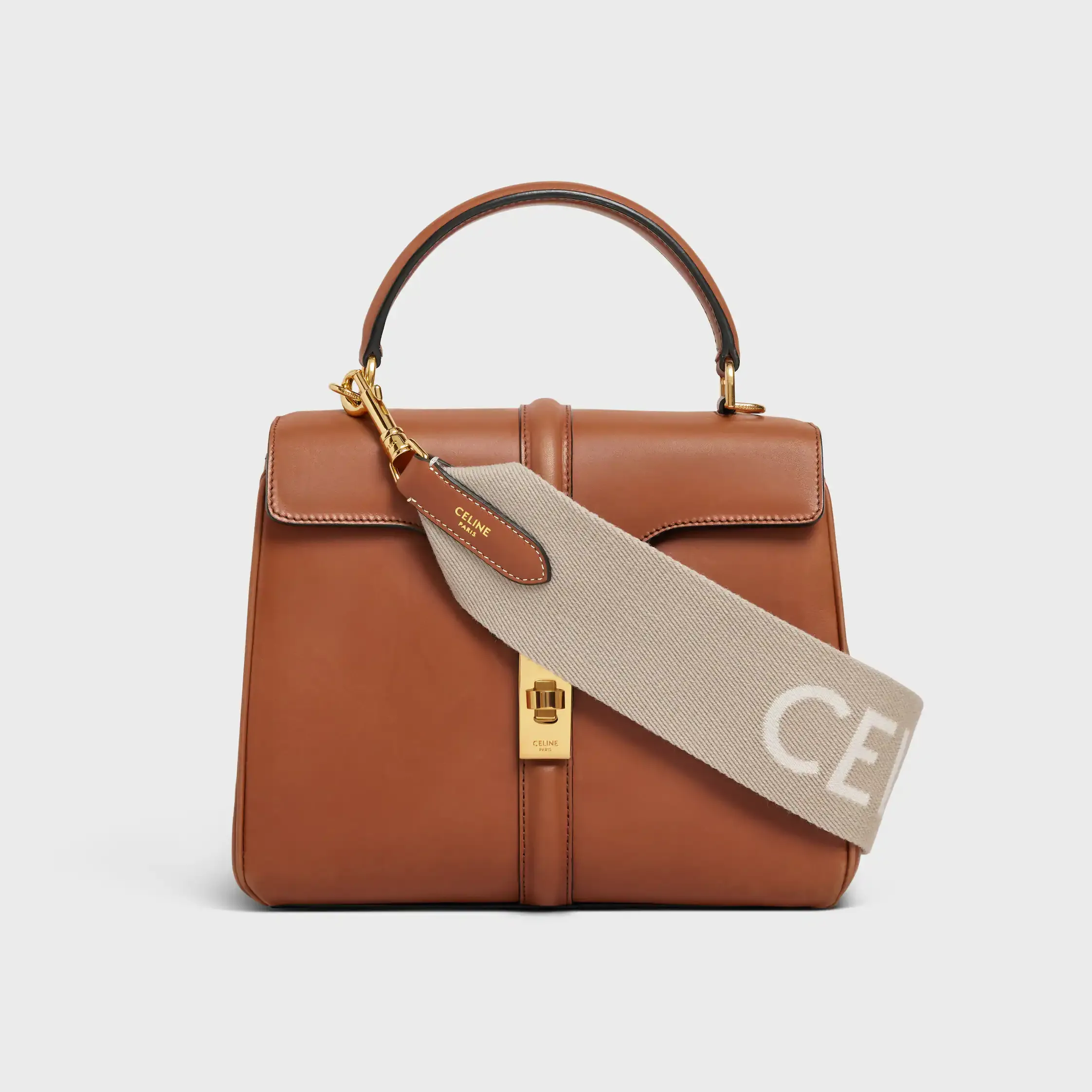 Correa corta de lana con jacquard Celine con acabado dorado