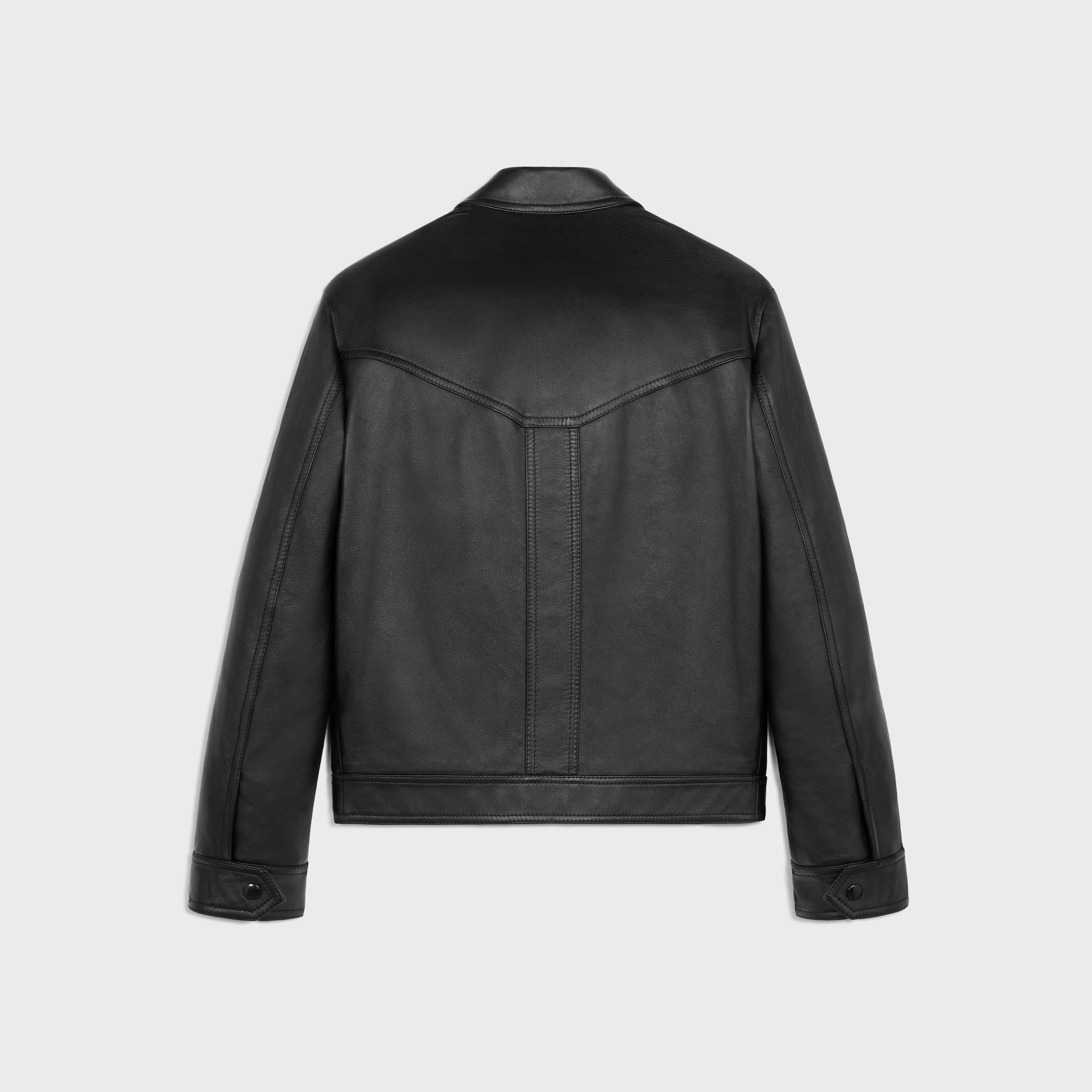 chaqueta holgada tipo blusón en piel de cordero suave