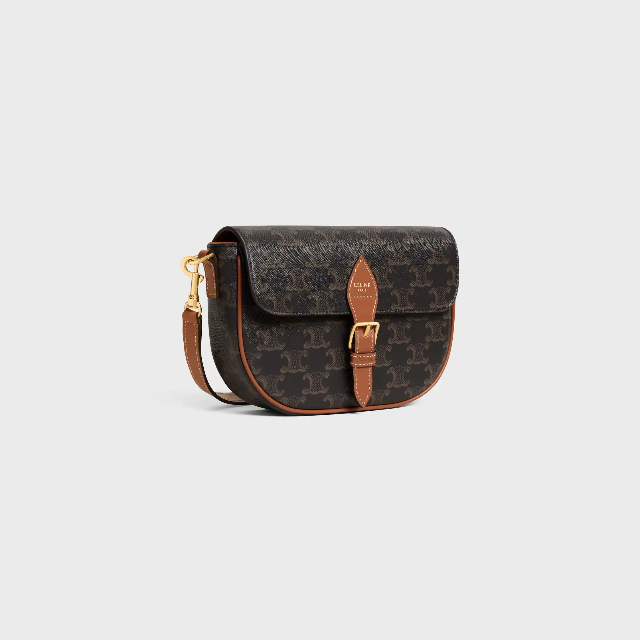 BOLSO DE HOMBRO FOLCO EN TELA TRIOMPHE Y CUERO DE TERNERA