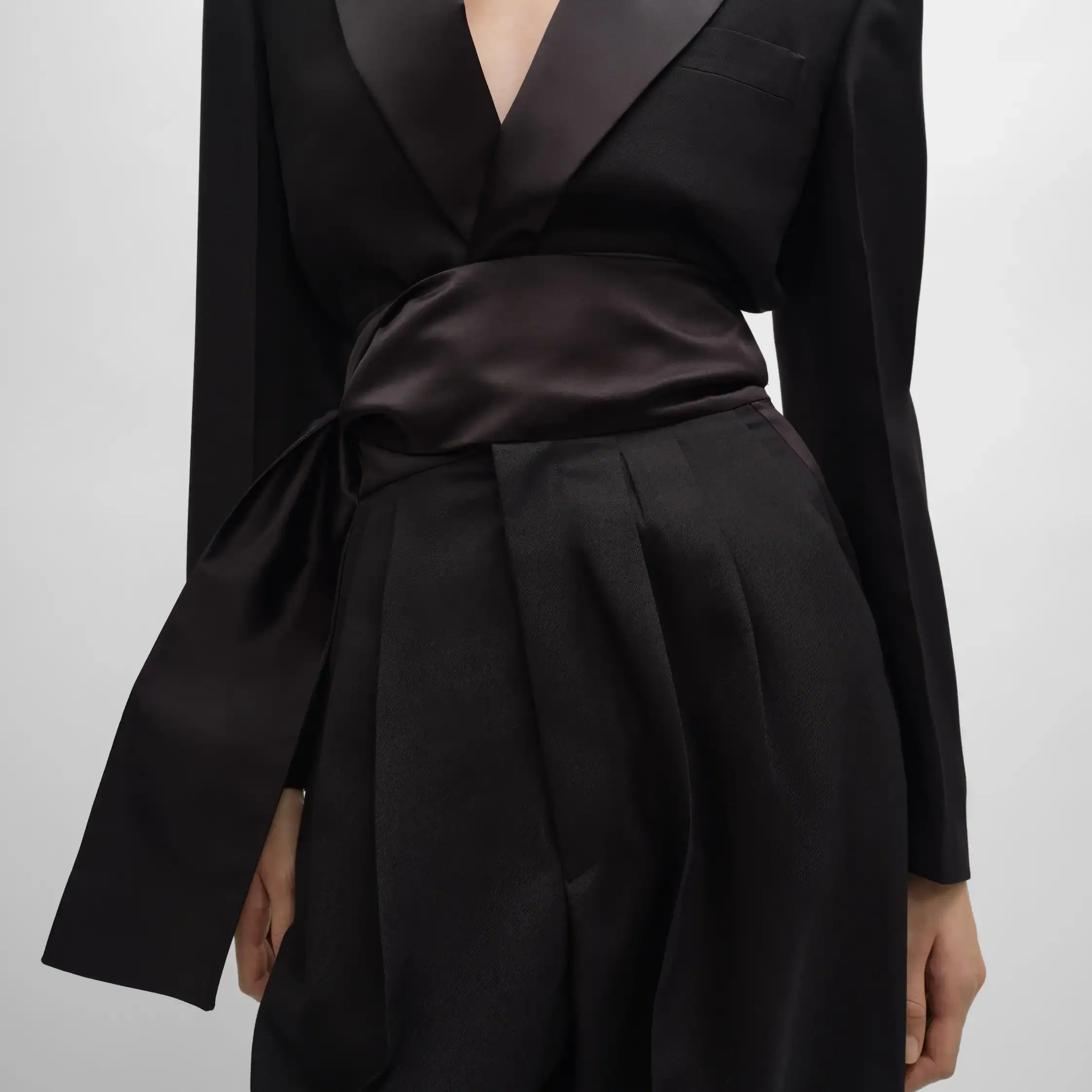 pantalones tuxedo en gabardina de lana