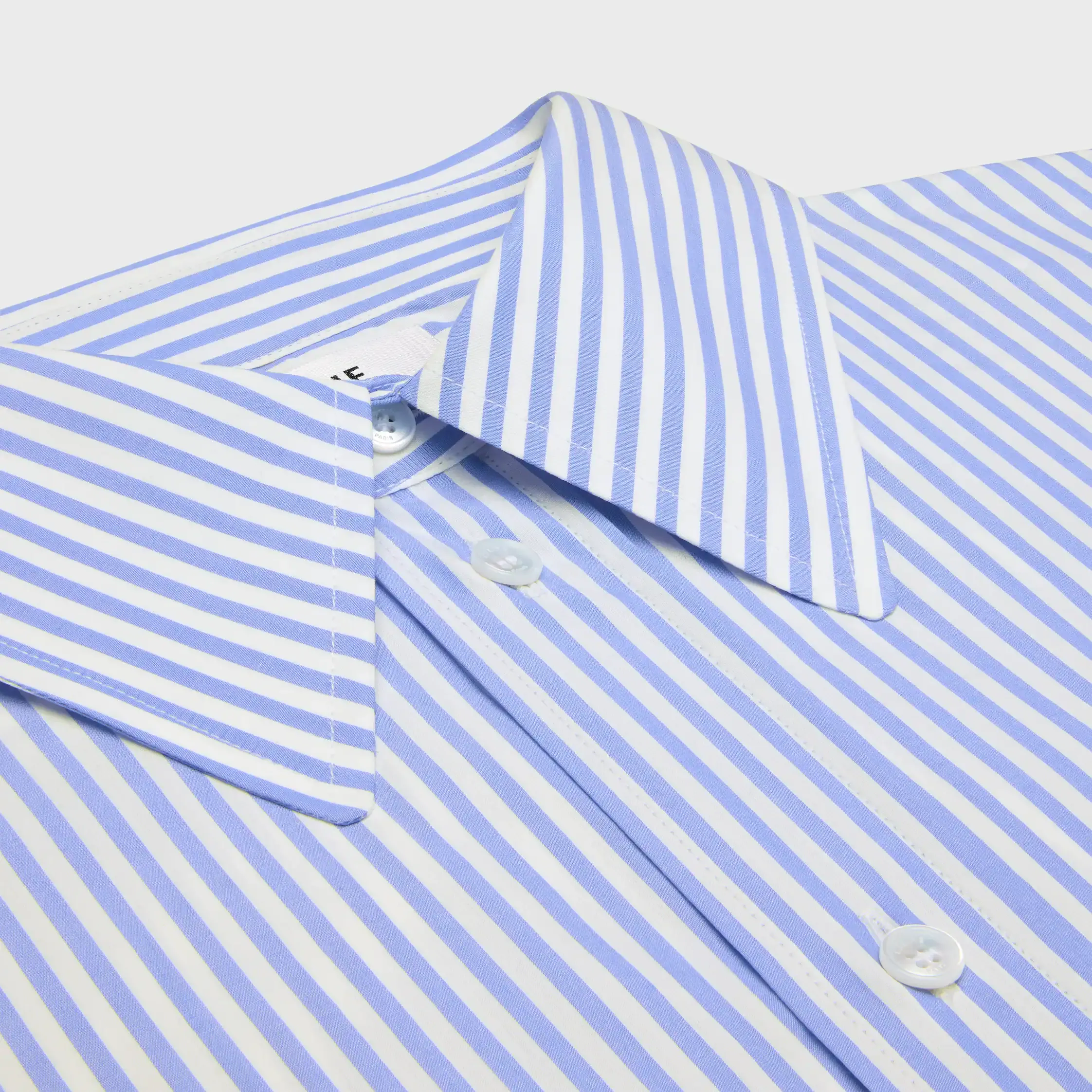 camisa corta en algodón popelín con rayas