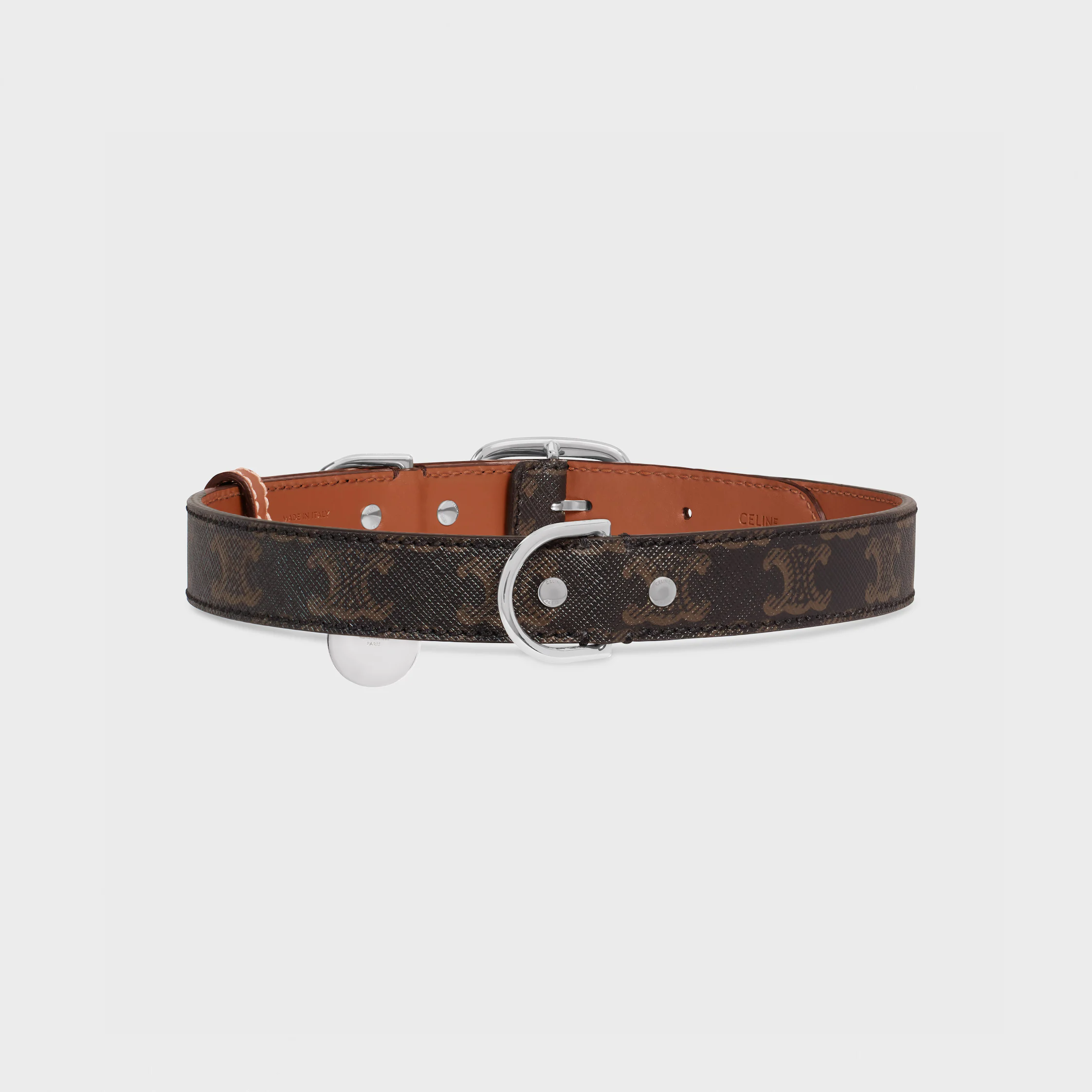 Collar grande para perro ancho en lona Triomphe y cuero de ternera