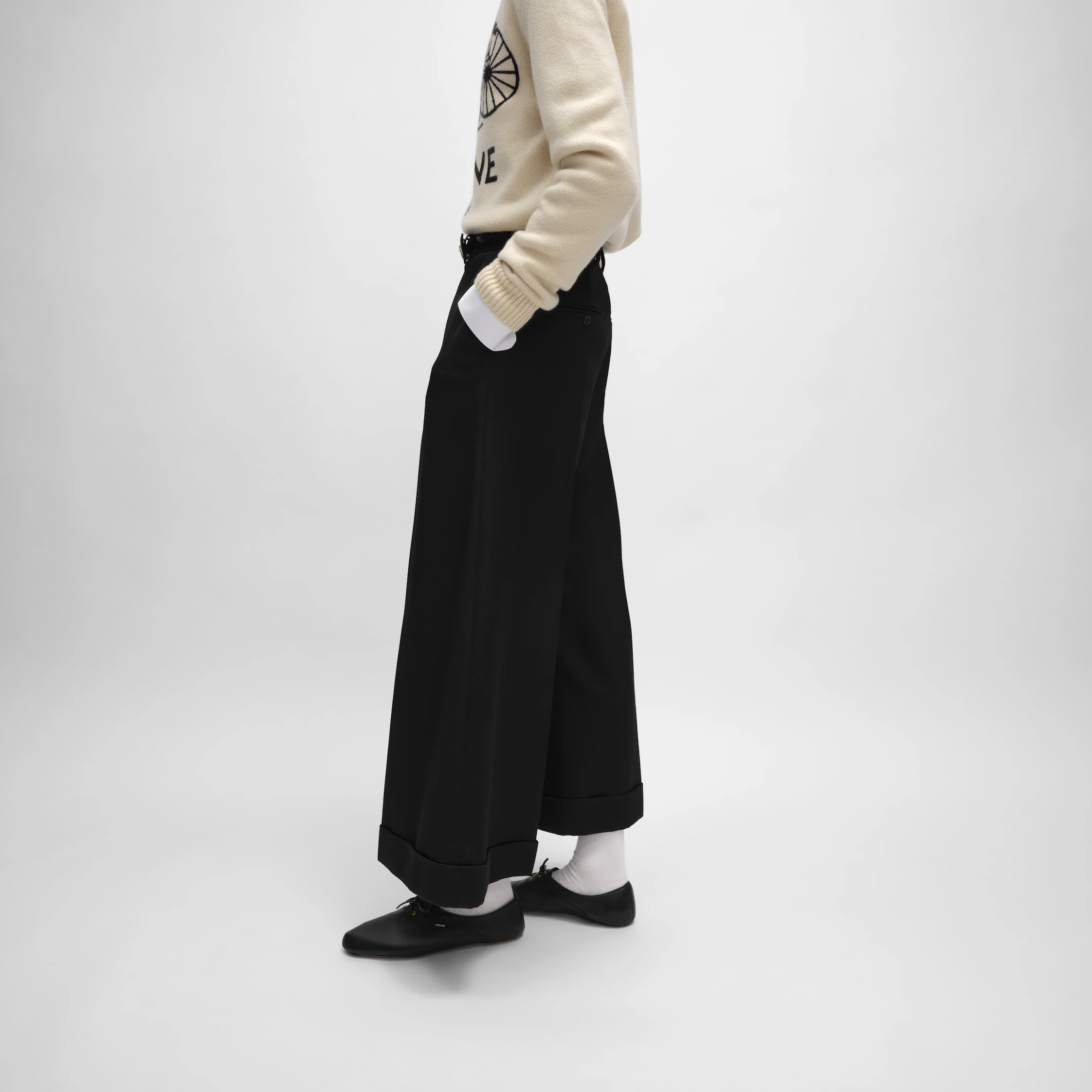 pantalones de dock en gabardina de lana y mohair