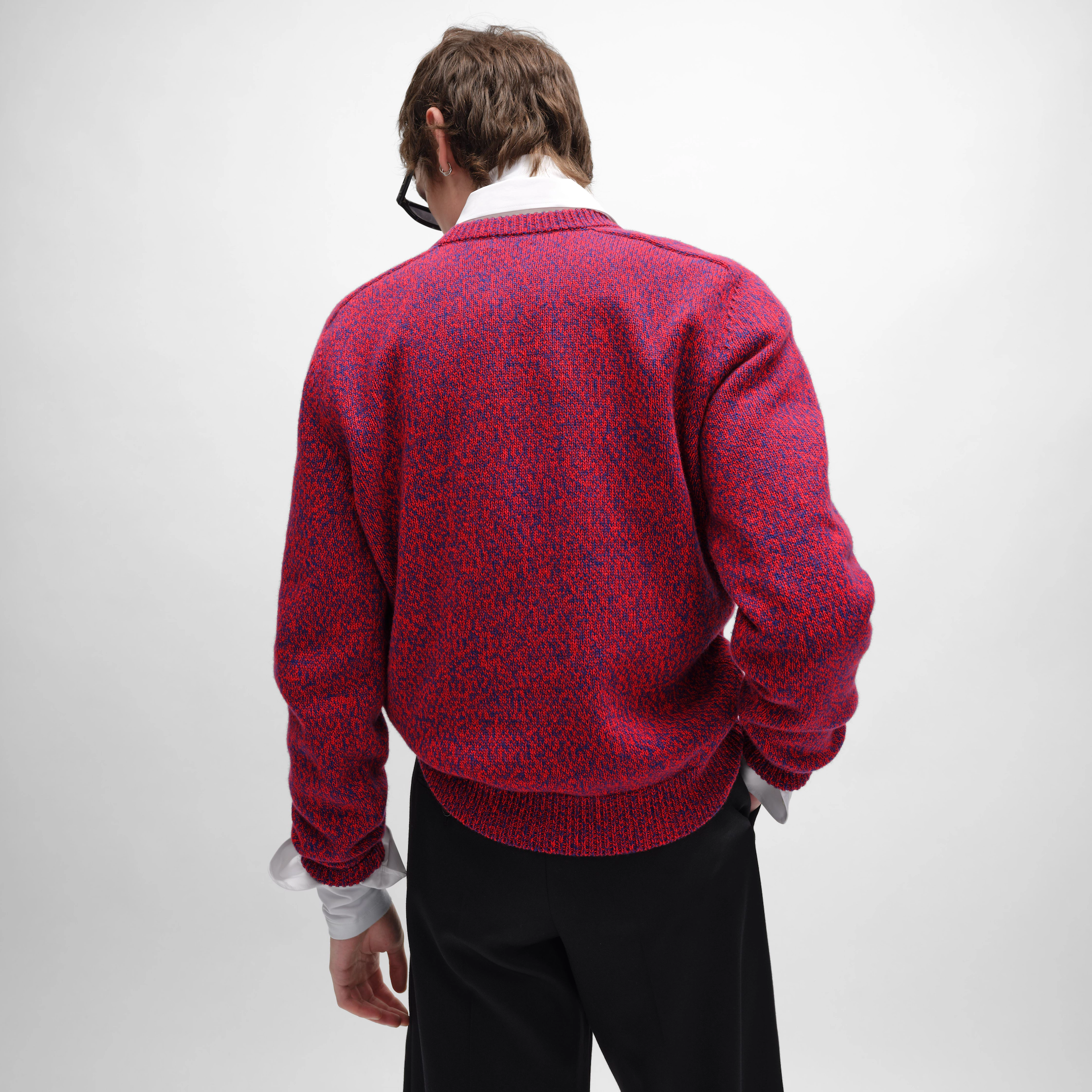 sweater de cuello redondo en lana y cabra