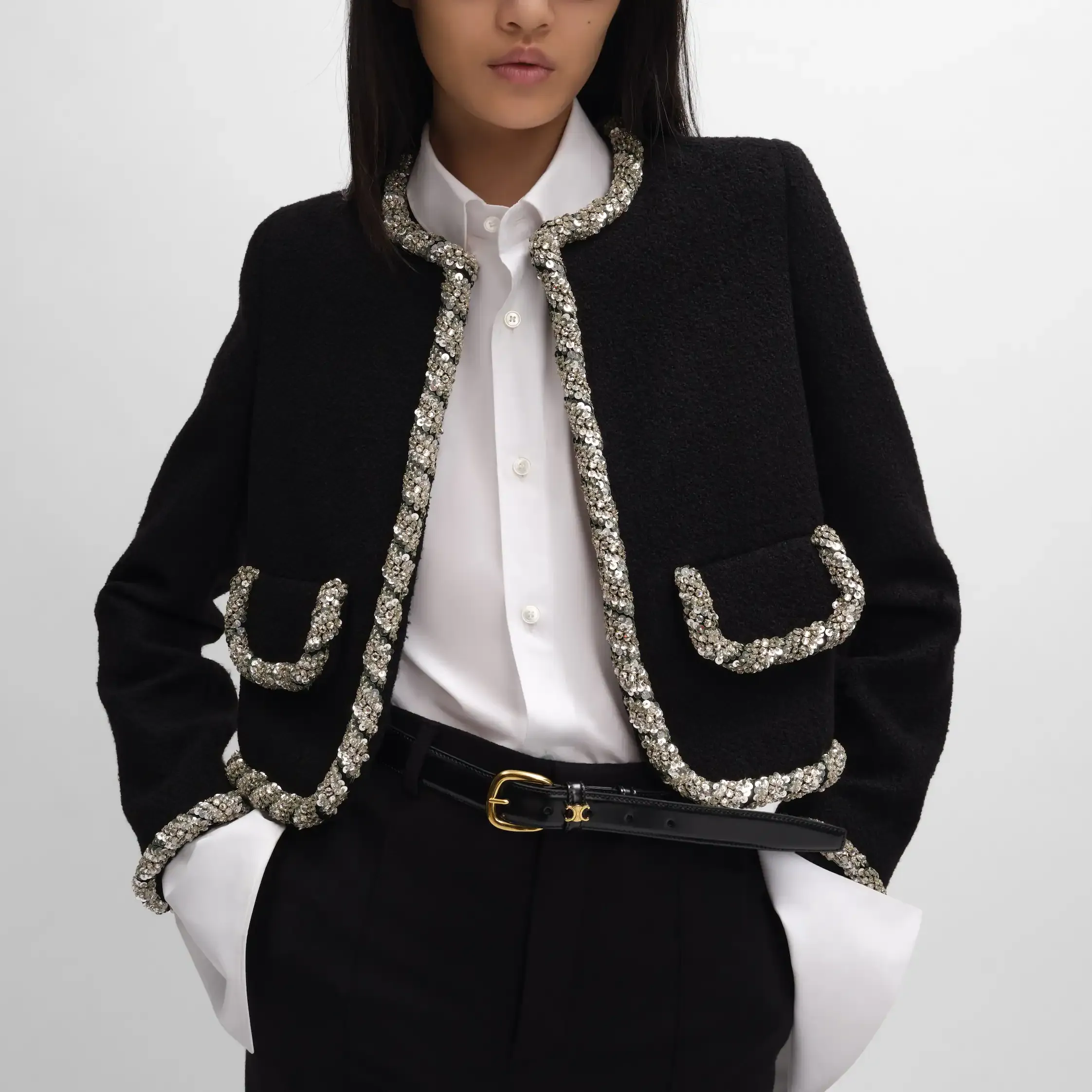 chaqueta bordada ICONE en lana natté