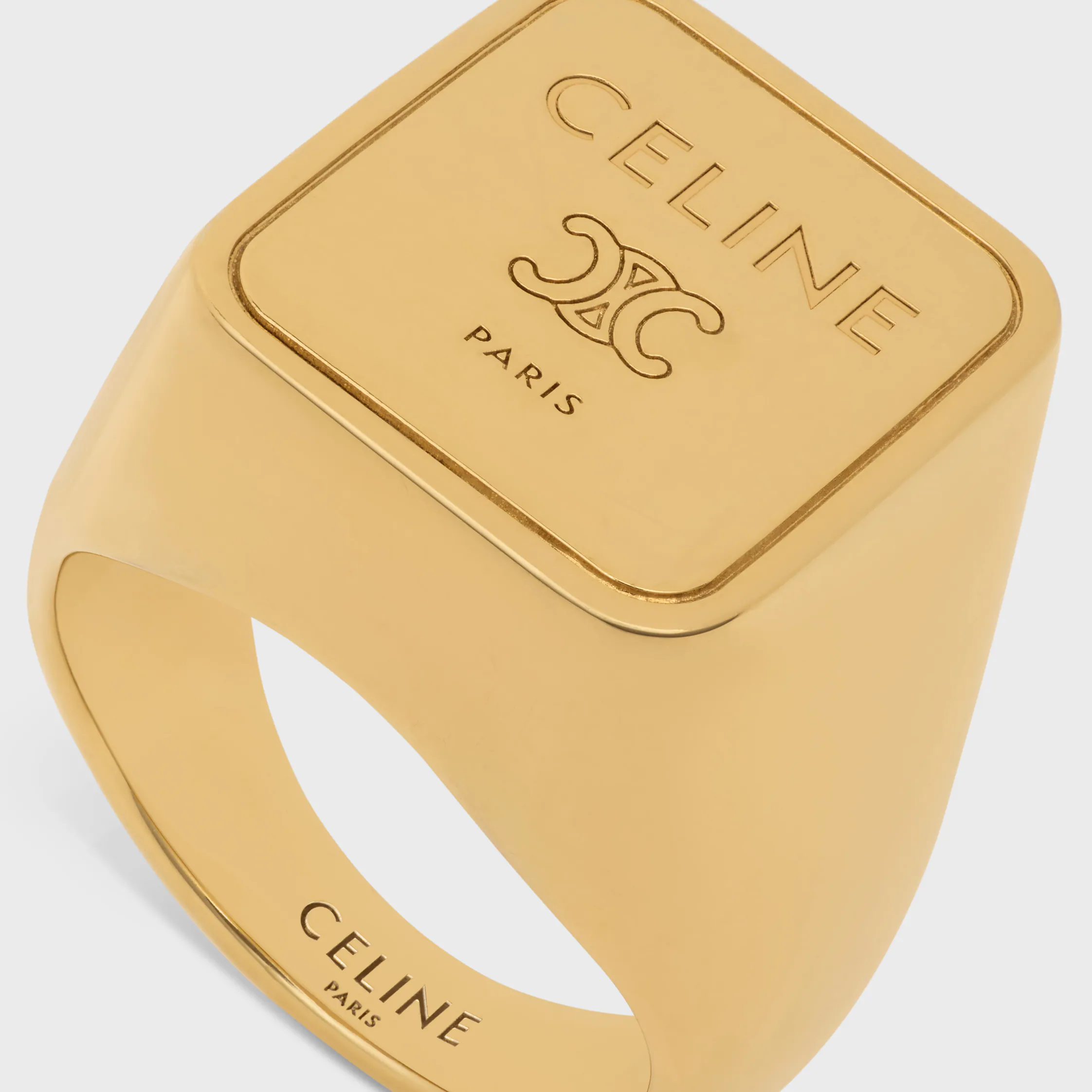 Anillo de signet de la plaza Triomphe en latón con acabado dorado