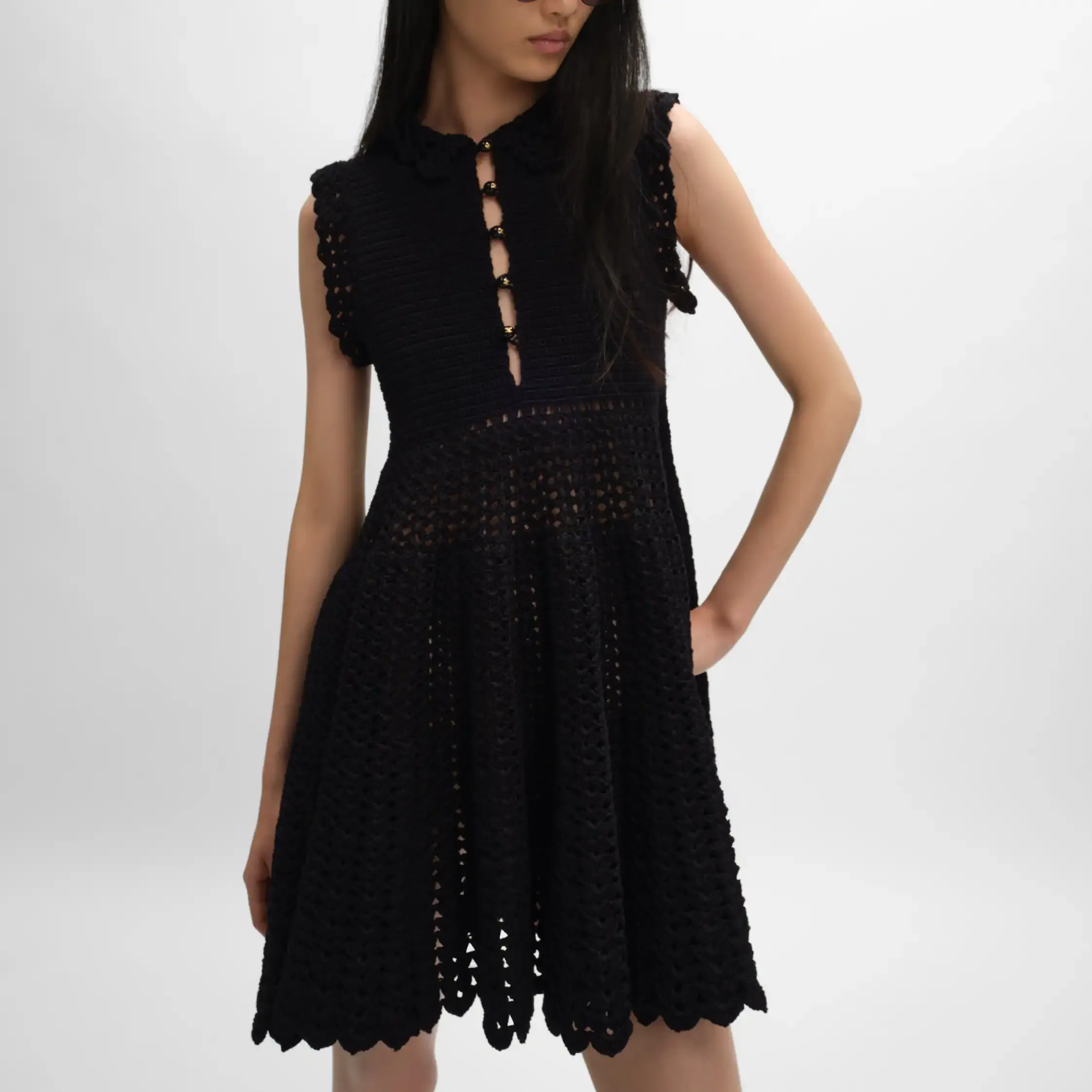 vestido mini en crochet de algodón